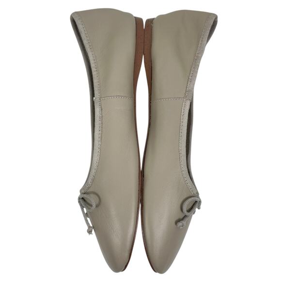 Mango MNG Leather Ballet Flats with Bow Detail Beige Size 38/US 7.5 - Picture 7 of 12